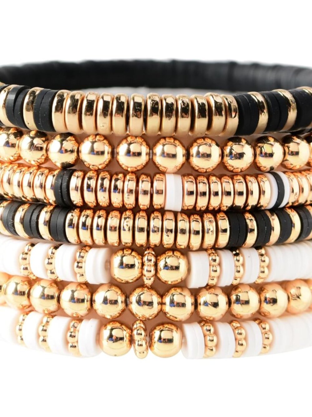 Versatile Beach Ready Clay Bead Bracelets for Women - 7 Elastic Stackable Styles